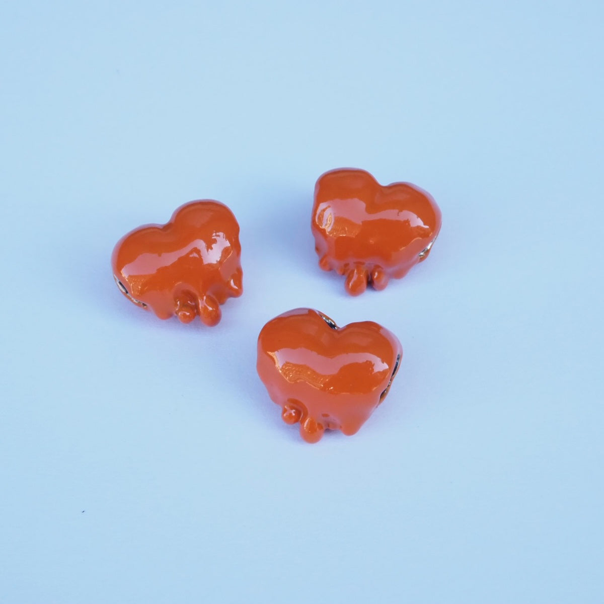 Red Glass Heart Beads