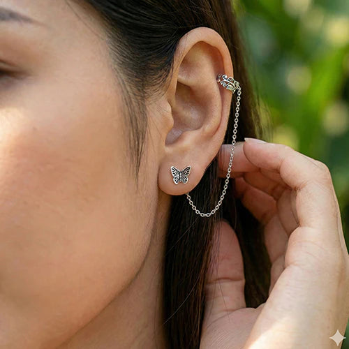 Flutter Fearless Earrings With Veritas Vine Ear Cuff - pre order