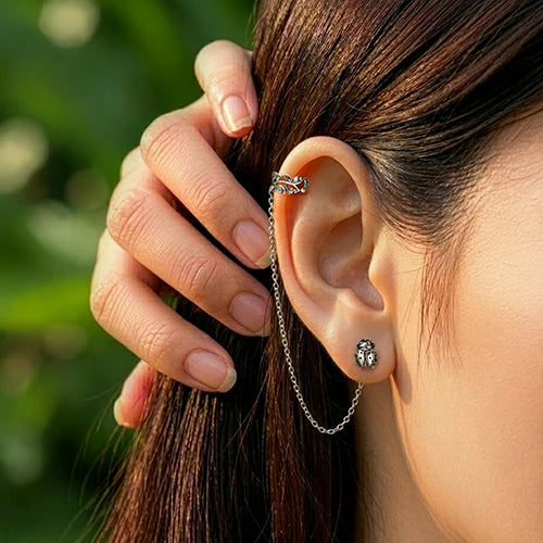Lucky Lady Earrings With Veritas Vine Ear Cuff- pre order